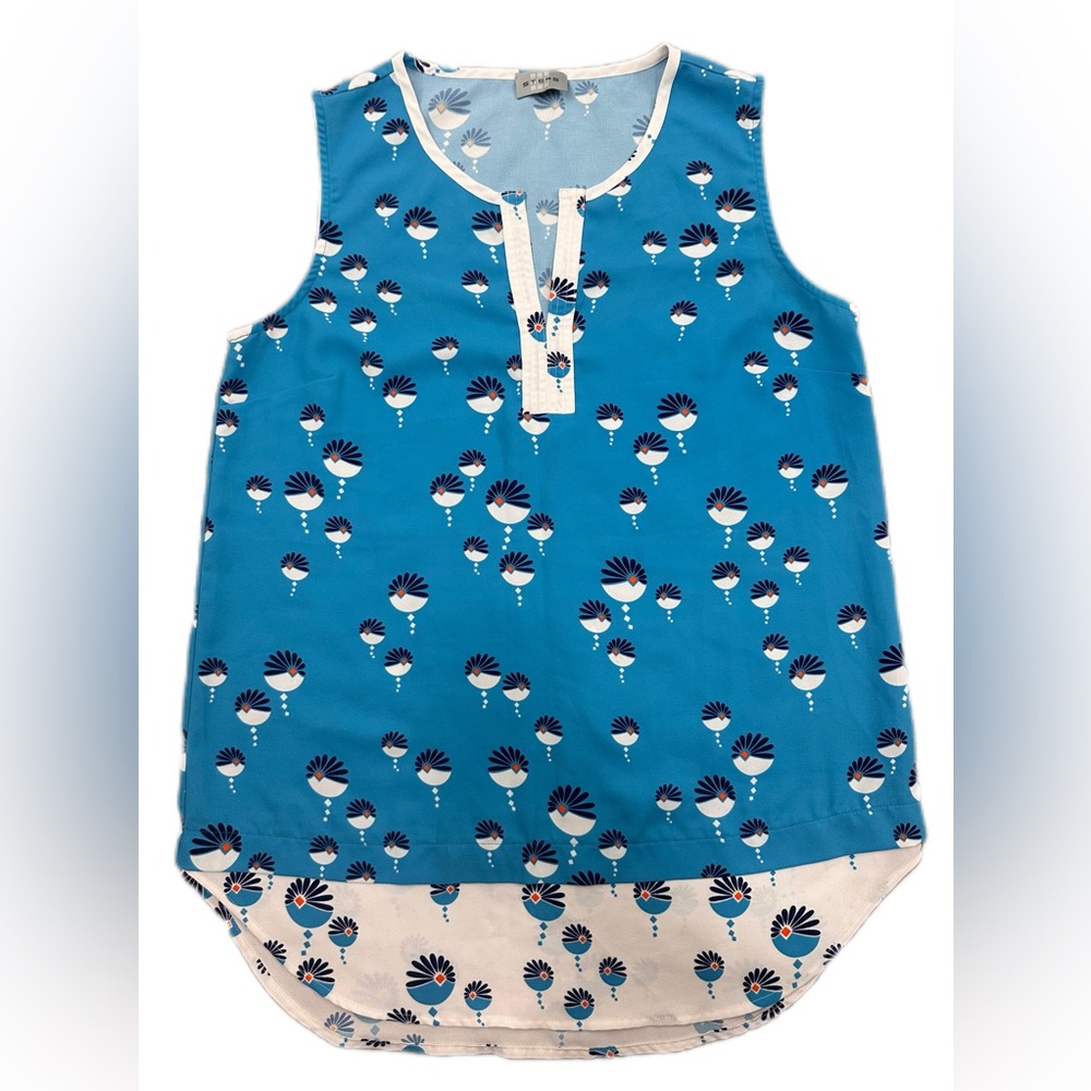 Sleeveless Blue Floral Print Camisole